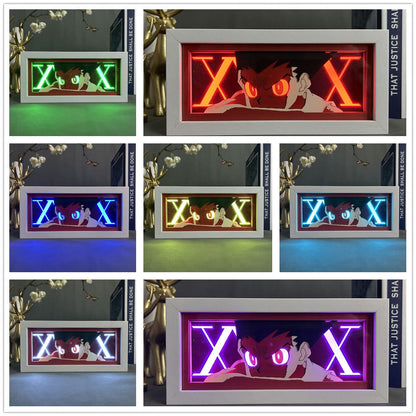 Multicolor Gon Freecss cut paper lamp showing 7 color setting options in a grid
